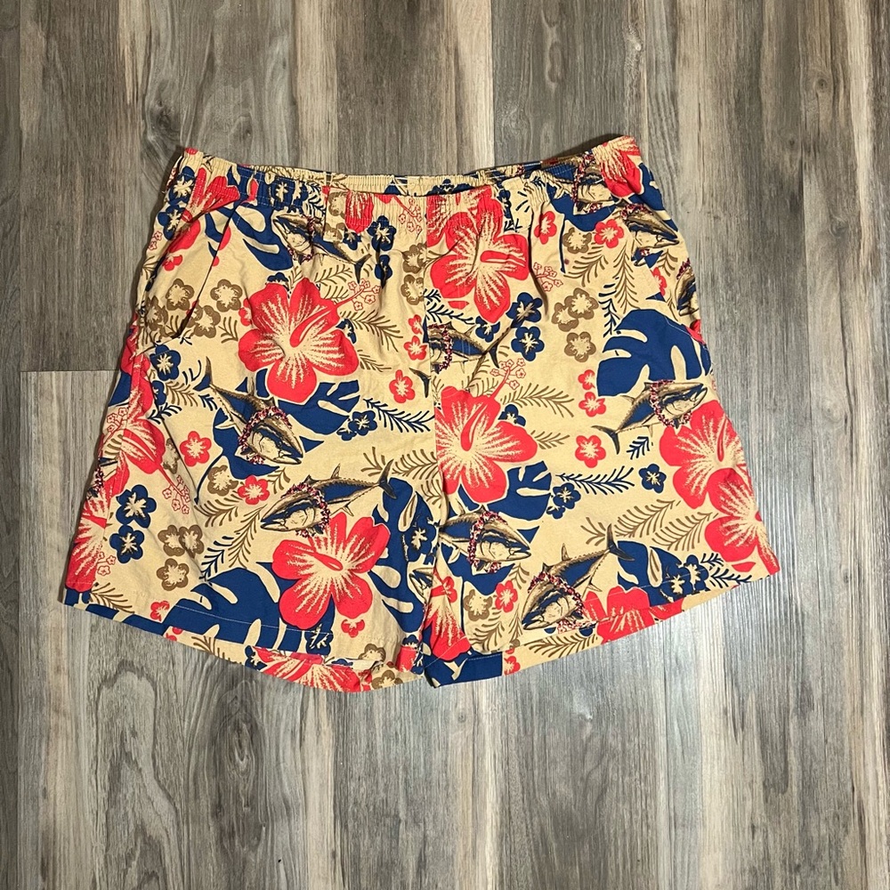 Columbia PFG Mens Large Nylon Floral Pattern Fishing Swim Trunks Shorts 6 Inseam